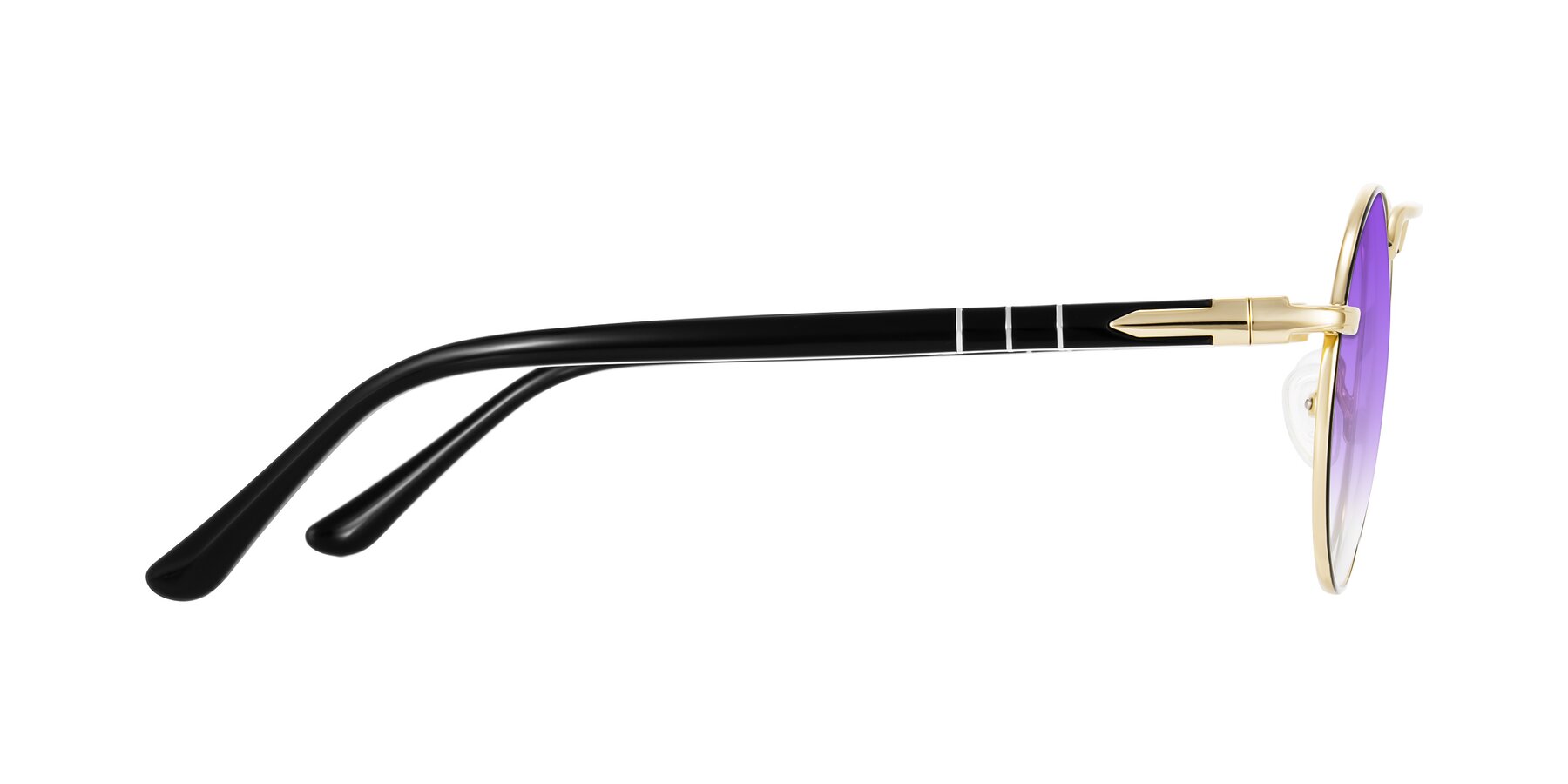 Side of Parrong in Black/Gold with Purple Gradient Lenses