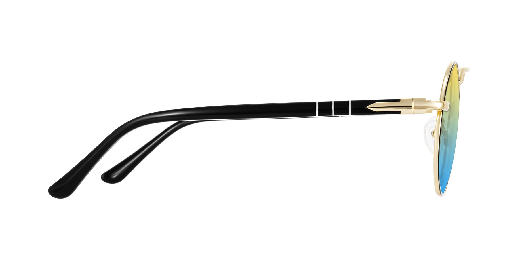 Side of Parrong in Black/Gold with Yellow / Blue Gradient Lenses