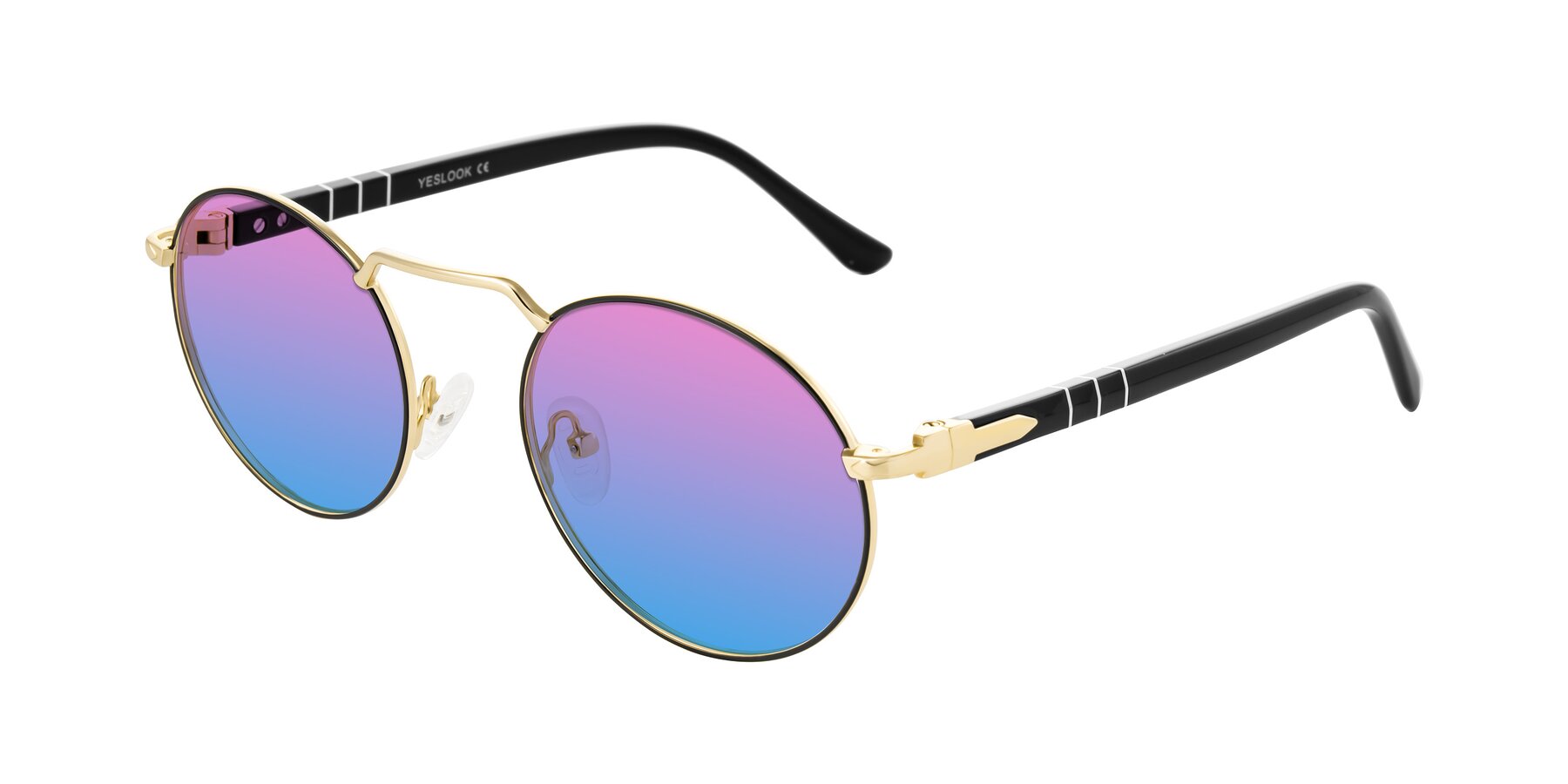 Angle of Parrong in Black/Gold with Pink / Blue Gradient Lenses
