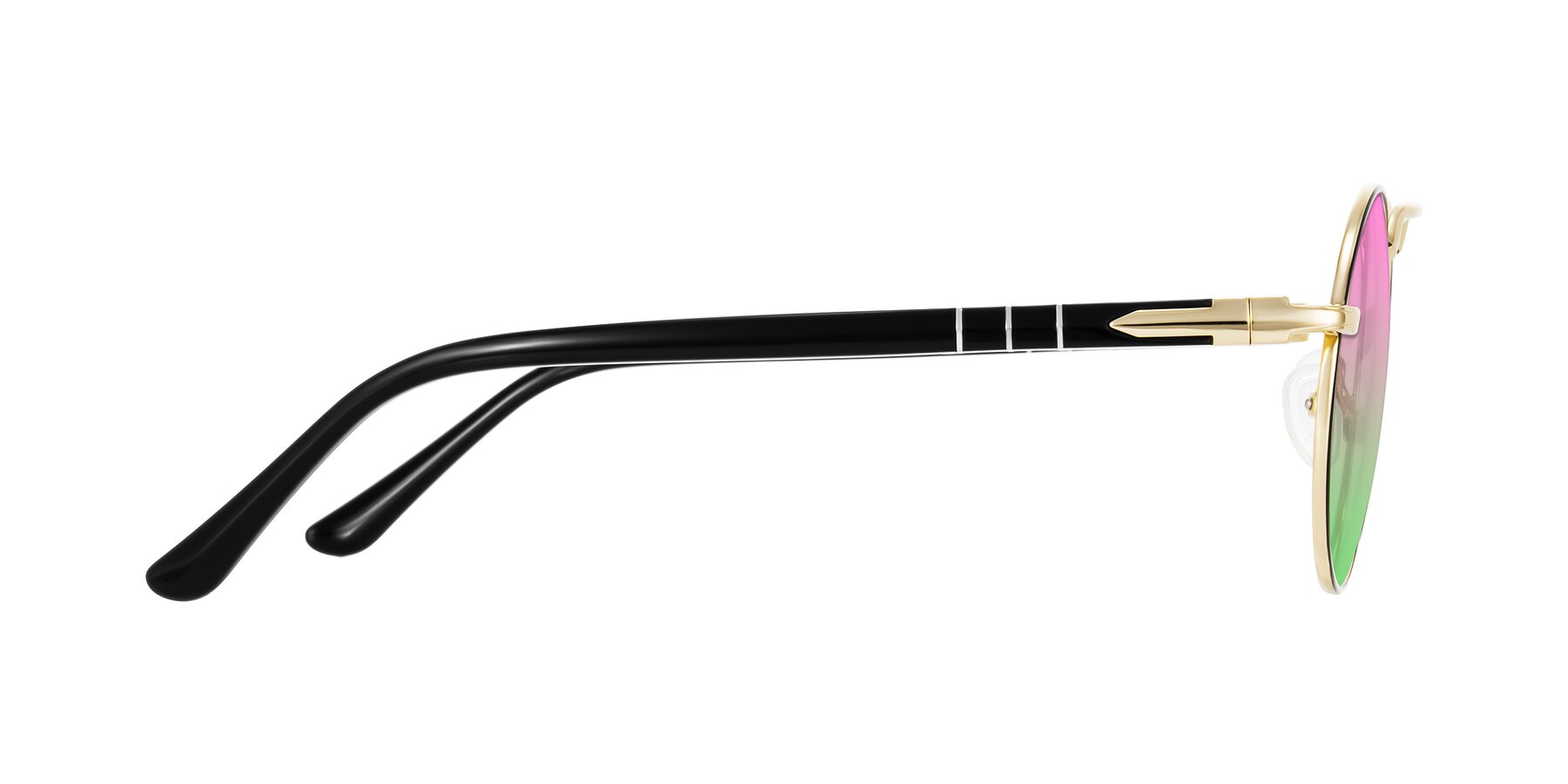 Side of Parrong in Black/Gold with Pink / Green Gradient Lenses
