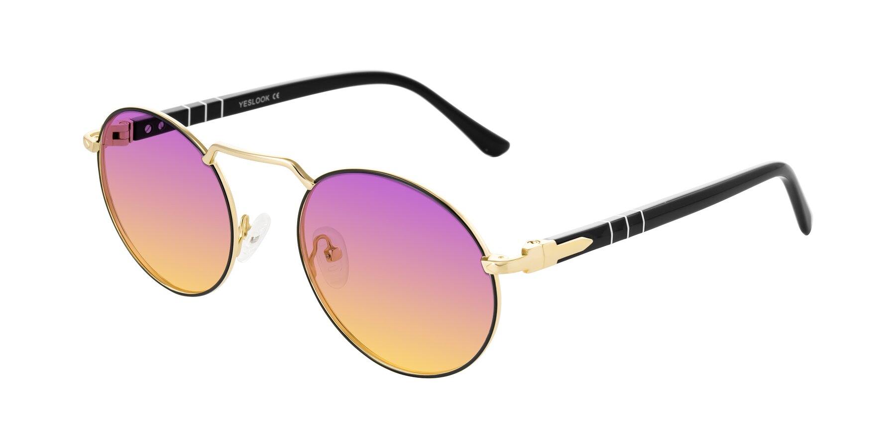 Angle of Parrong in Black/Gold with Purple / Yellow Gradient Lenses