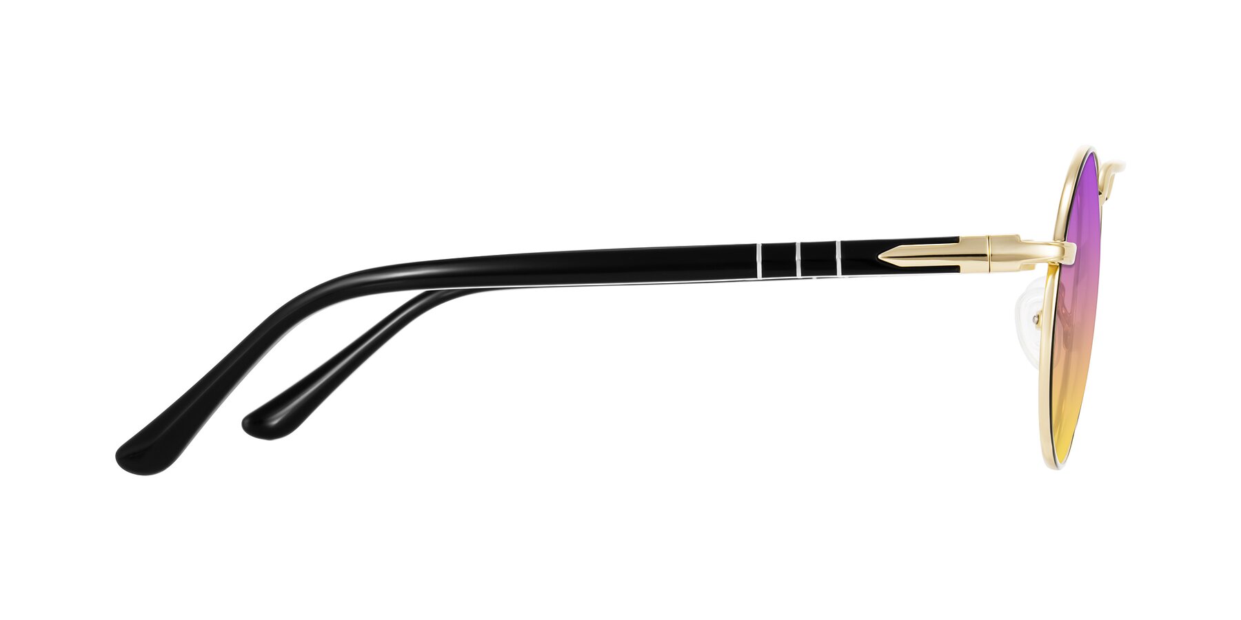 Side of Parrong in Black/Gold with Purple / Yellow Gradient Lenses