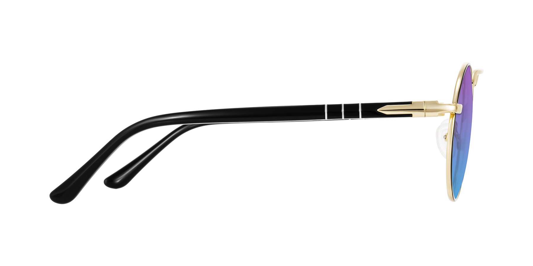 Side of Parrong in Black/Gold with Purple / Blue Gradient Lenses