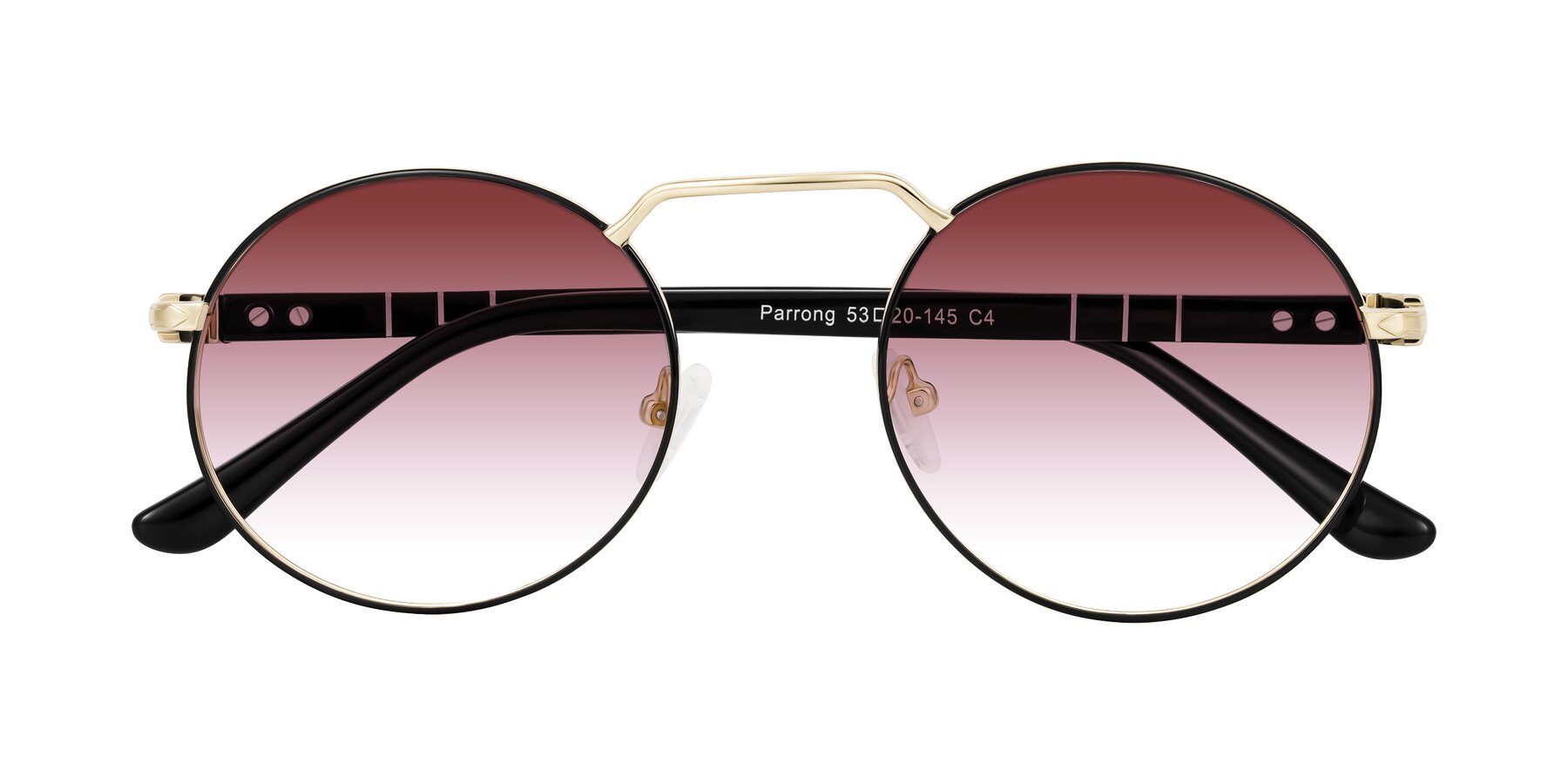Folded Front of Parrong in Black/Gold with Garnet Gradient Lenses