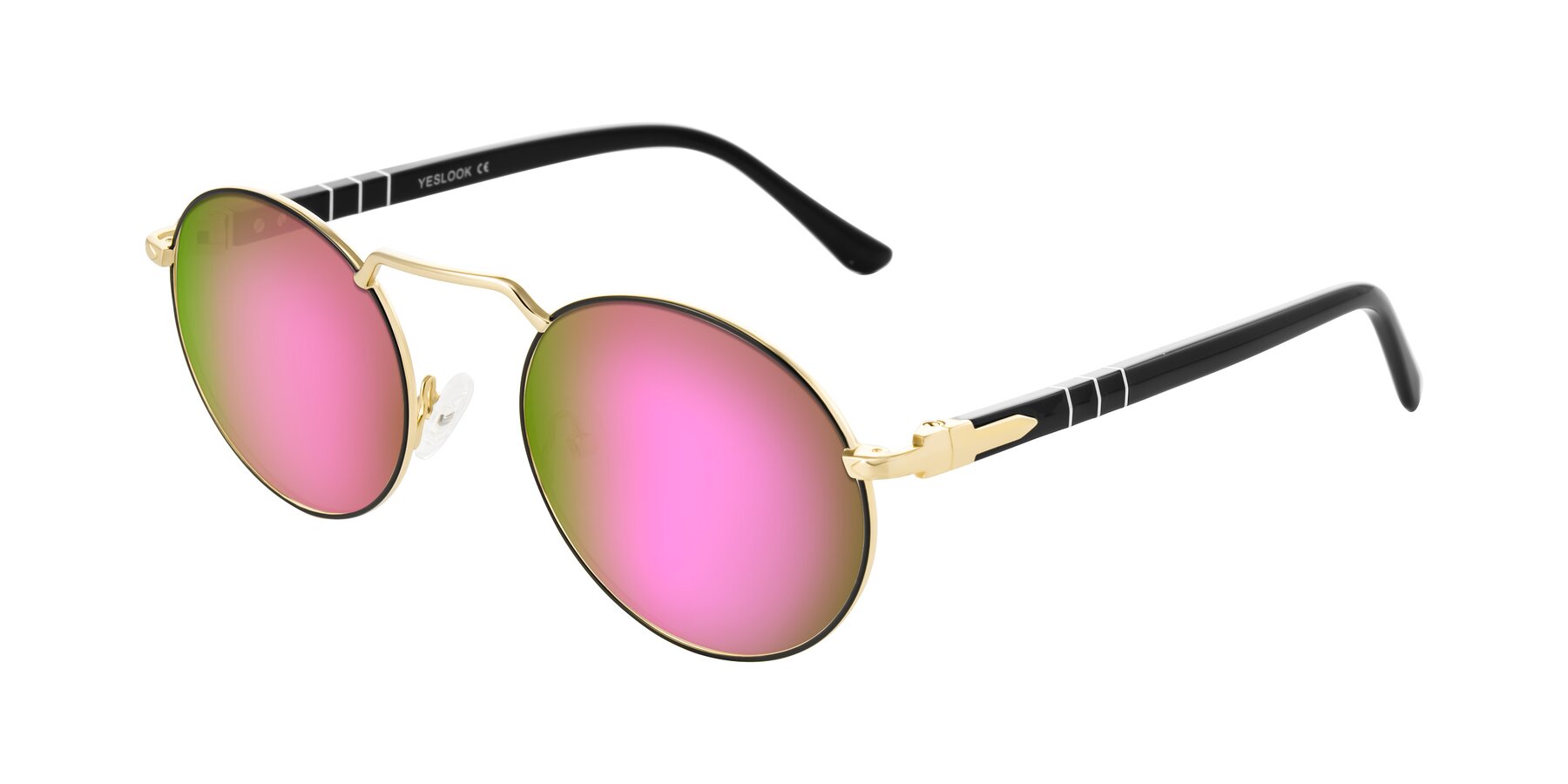 Angle of Parrong in Black/Gold with Pink Mirrored Lenses