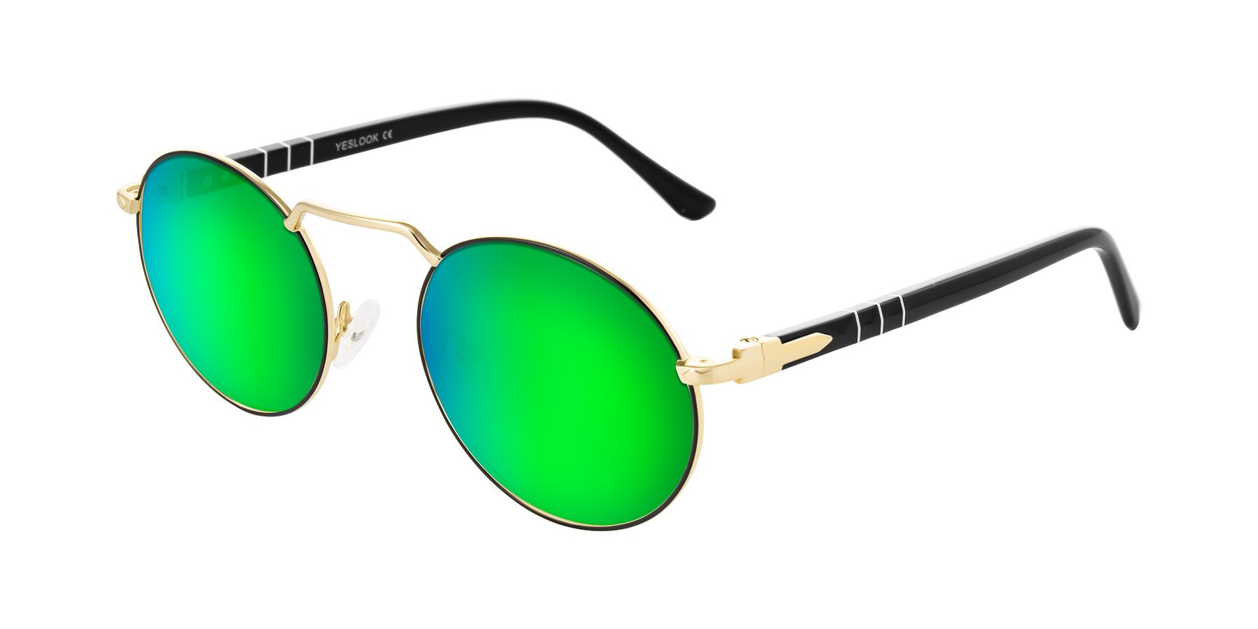 Angle of Parrong in Black/Gold with Green Mirrored Lenses