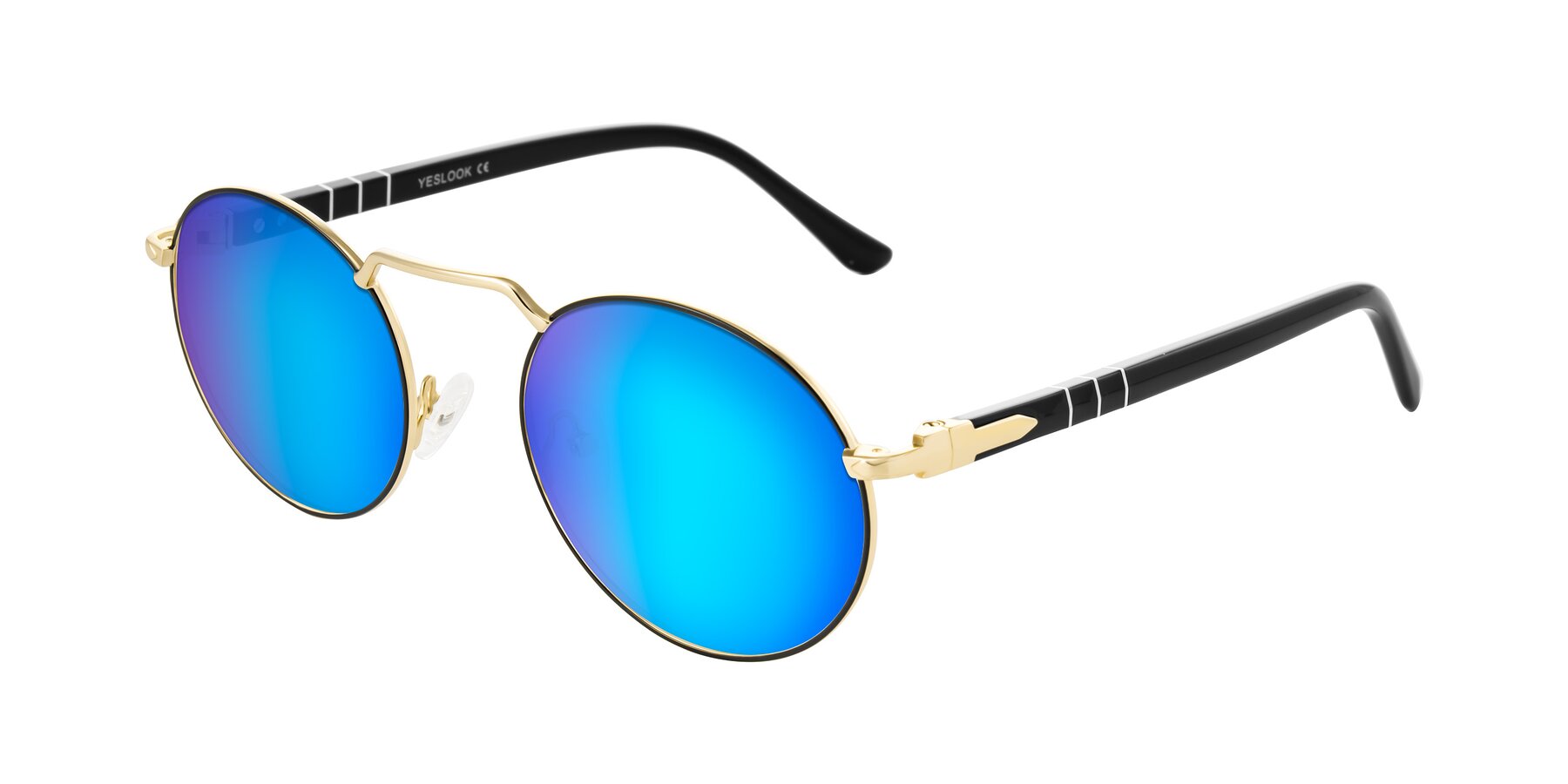 Angle of Parrong in Black/Gold with Blue Mirrored Lenses