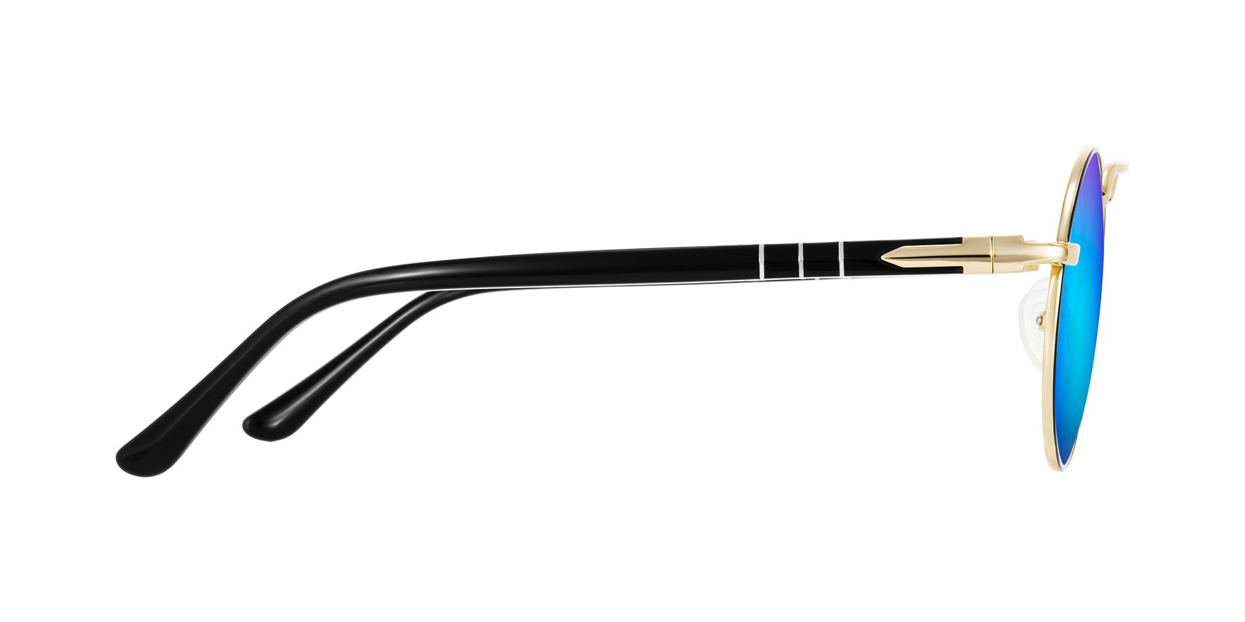 Side of Parrong in Black/Gold with Blue Mirrored Lenses