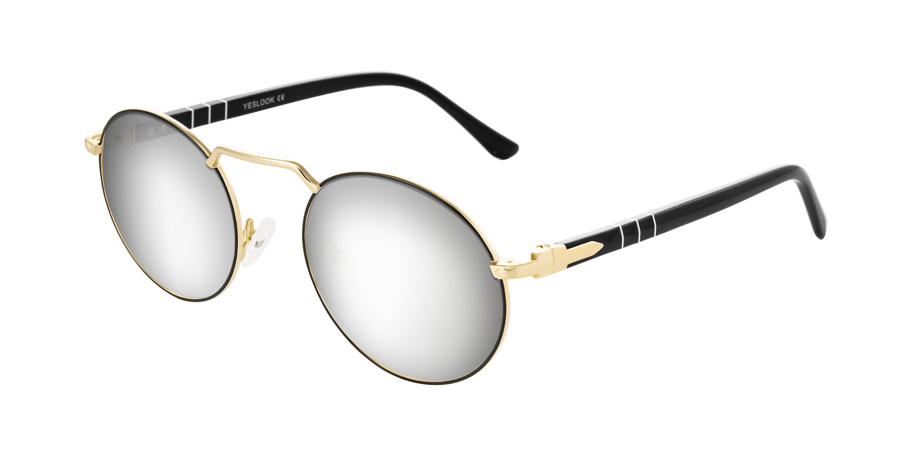 Angle of Parrong in Black/Gold with Silver Mirrored Lenses