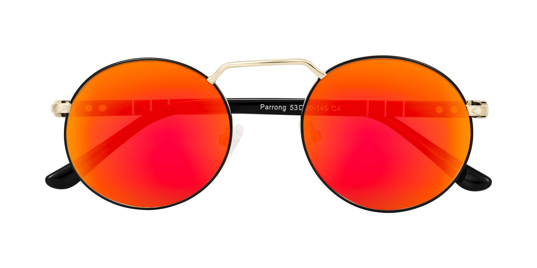 Folded Front of Parrong in Black/Gold with Red Gold Mirrored Lenses