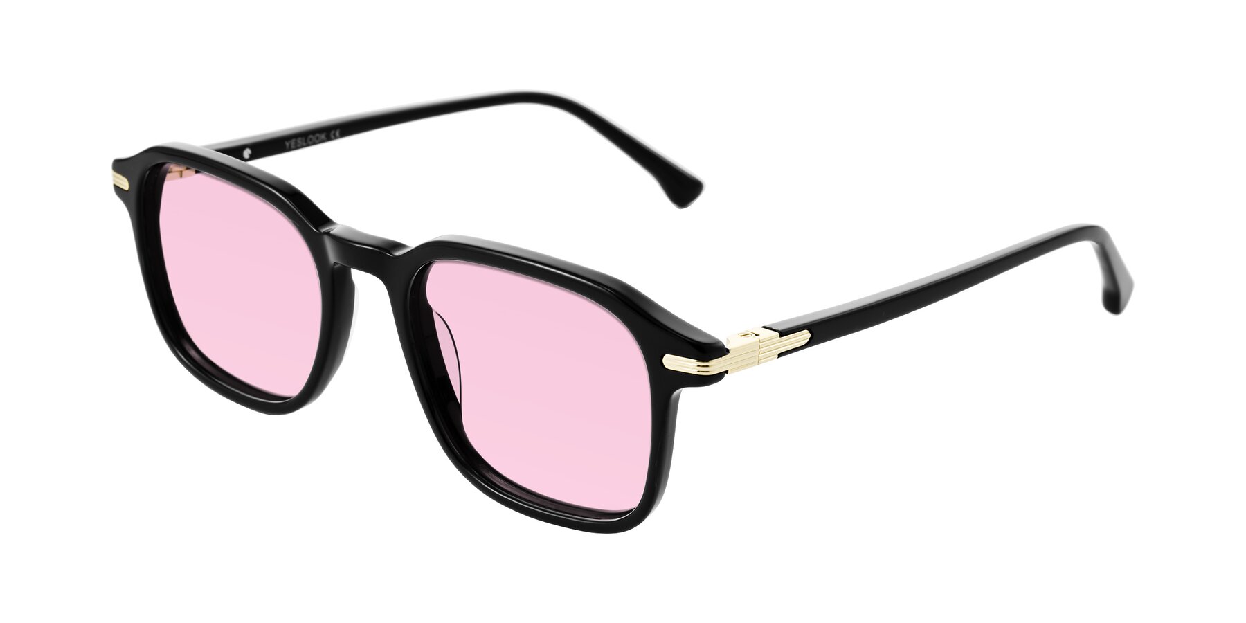 Angle of Tlaho in Black with Light Pink Tinted Lenses