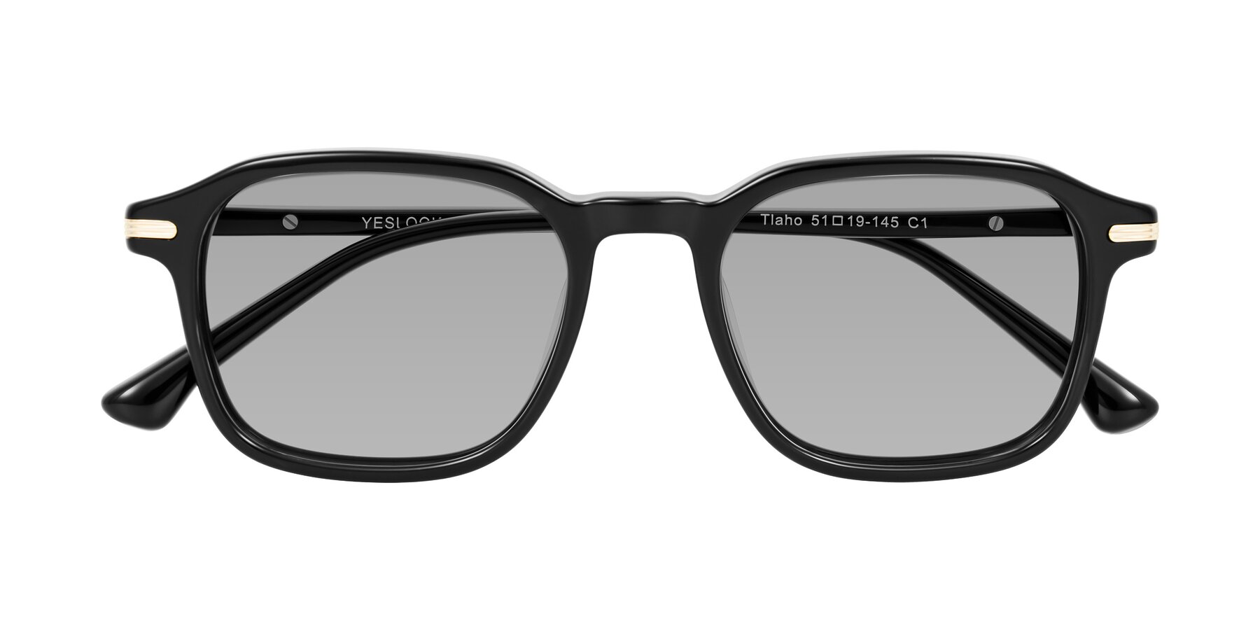 Folded Front of Tlaho in Black with Light Gray Tinted Lenses