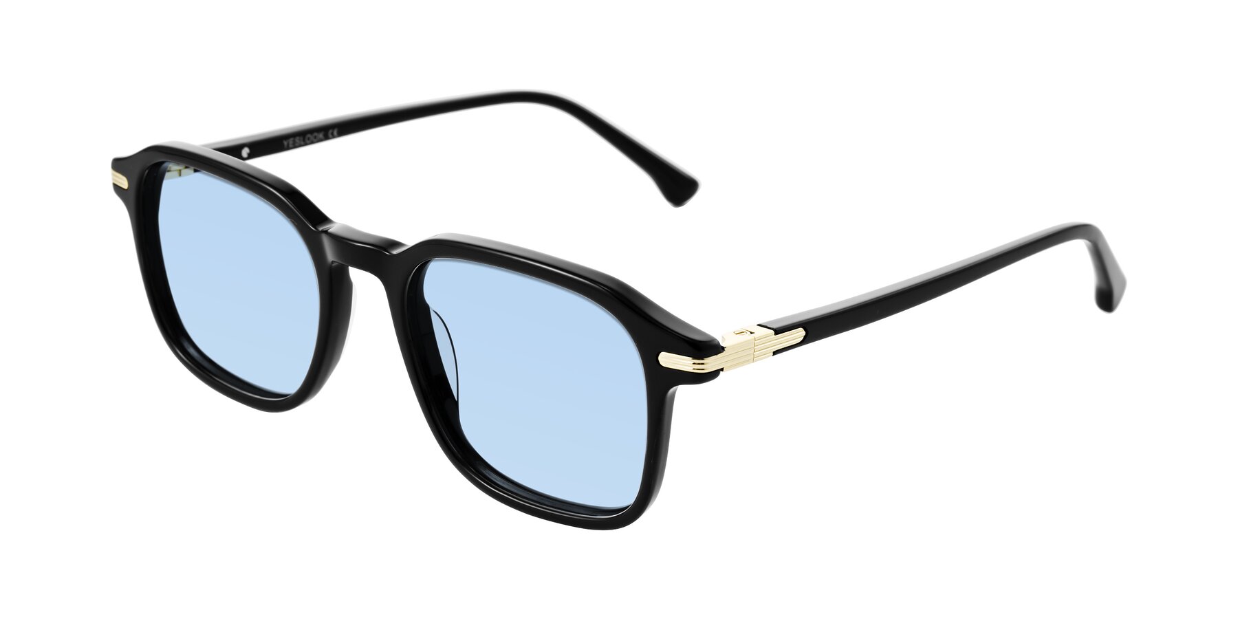 Angle of Tlaho in Black with Light Blue Tinted Lenses