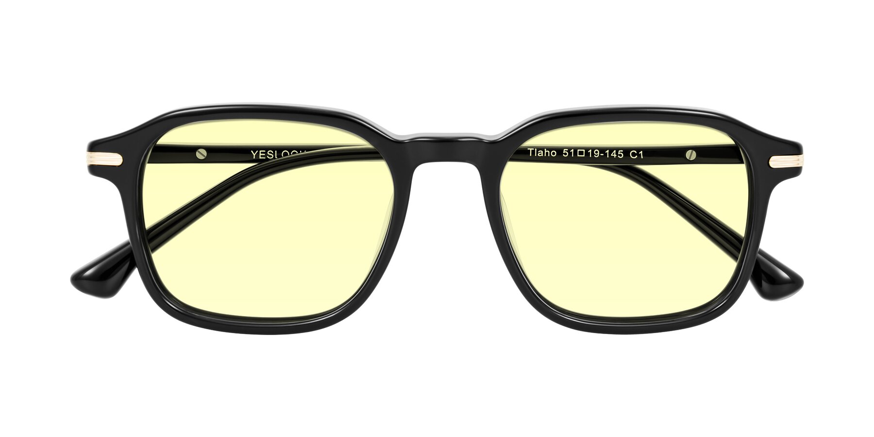 Folded Front of Tlaho in Black with Light Yellow Tinted Lenses