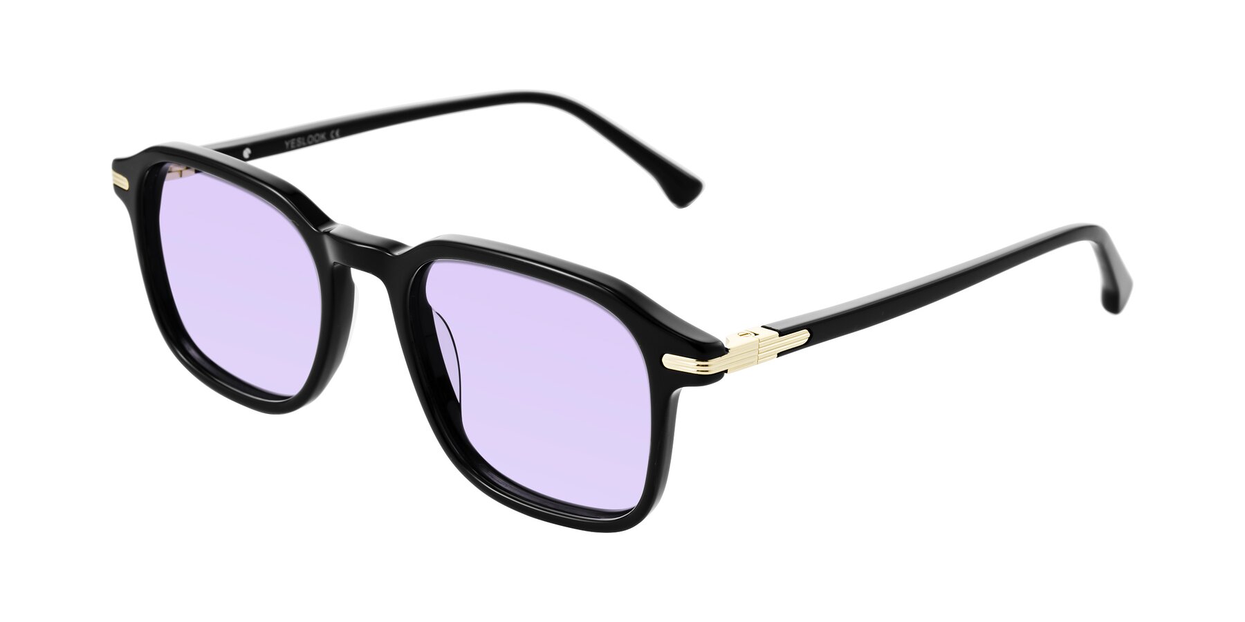 Angle of Tlaho in Black with Light Purple Tinted Lenses