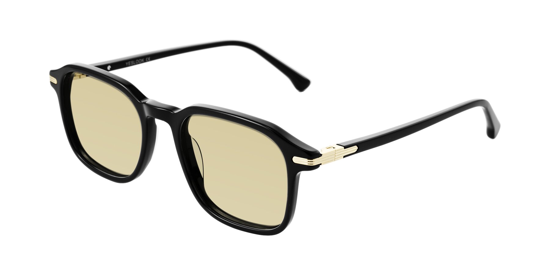 Angle of Tlaho in Black with Light Champagne Tinted Lenses