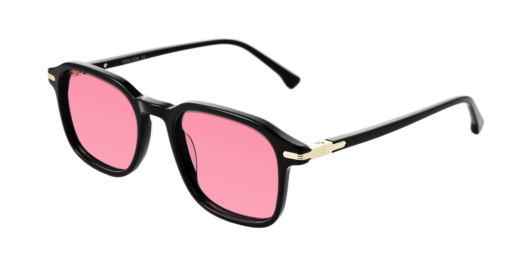 Angle of Tlaho in Black with Pink Tinted Lenses