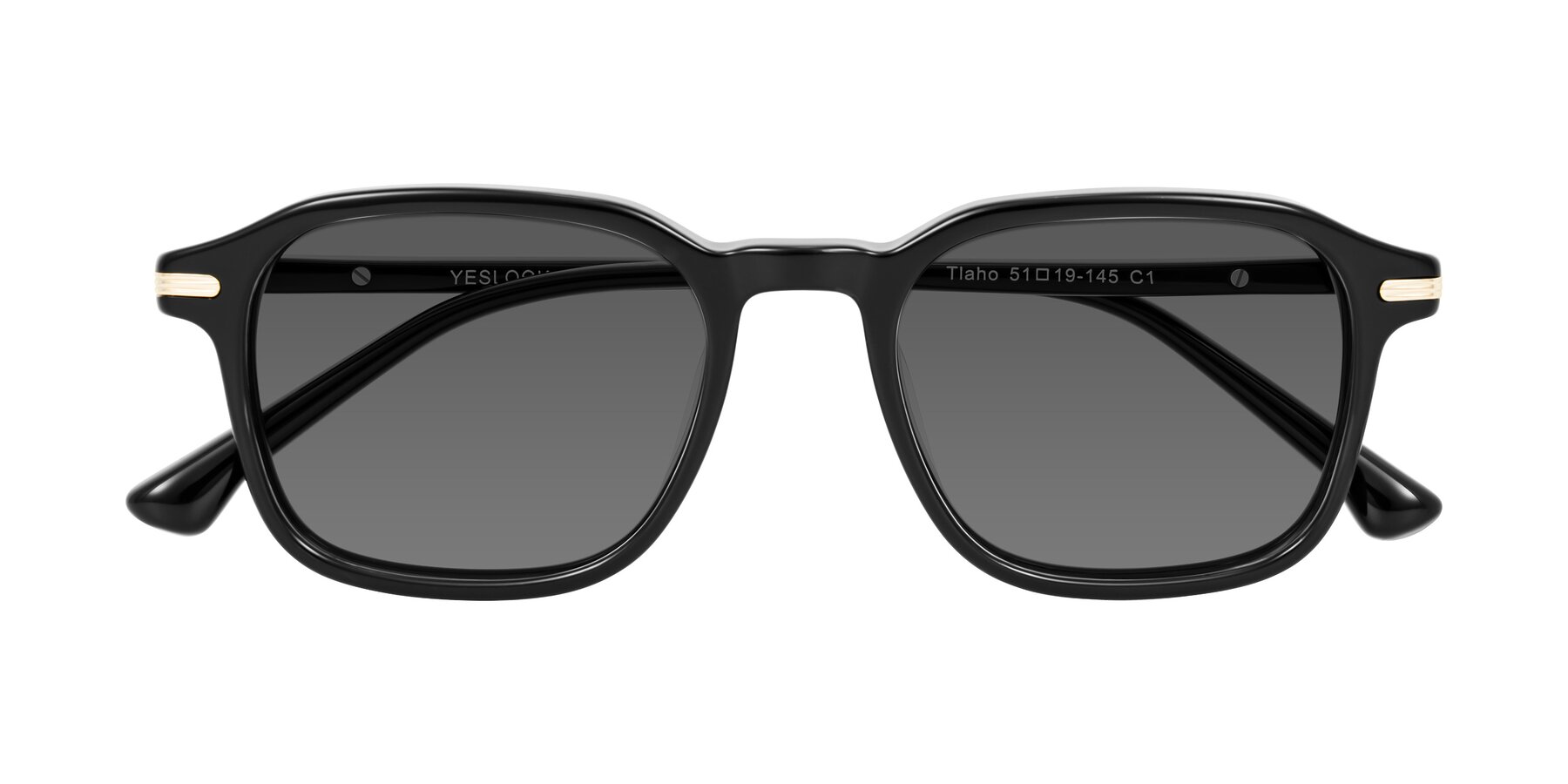 Folded Front of Tlaho in Black with Medium Gray Tinted Lenses