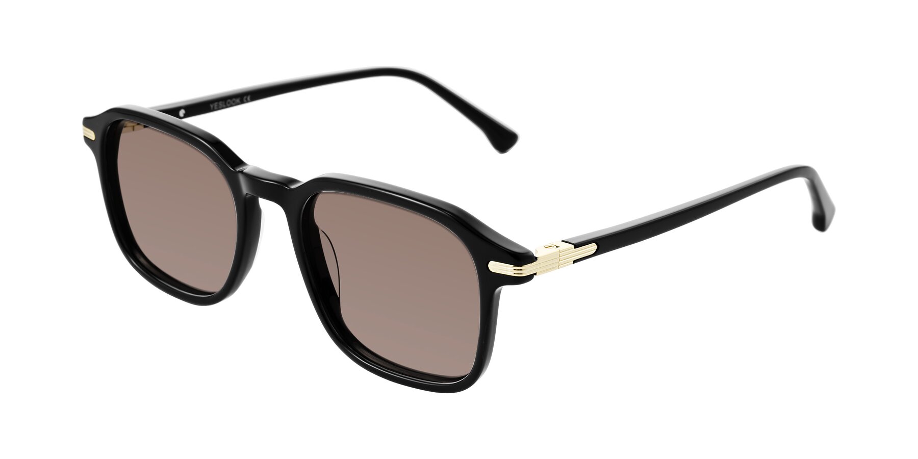 Angle of Tlaho in Black with Medium Brown Tinted Lenses