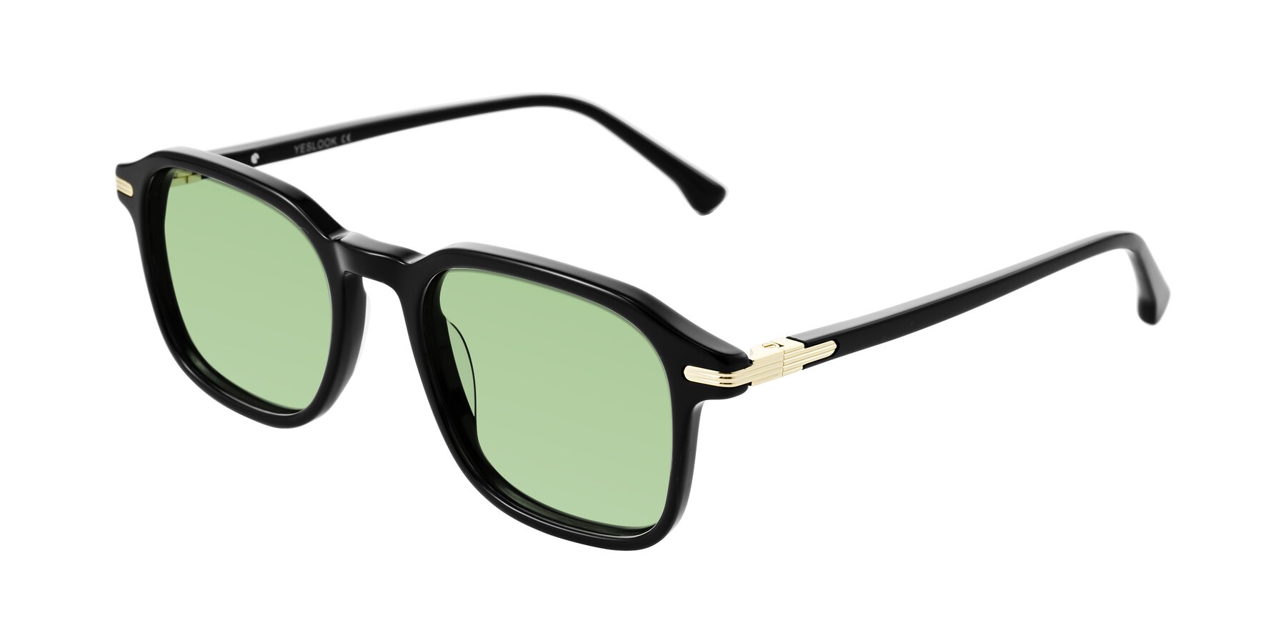 Angle of Tlaho in Black with Medium Green Tinted Lenses