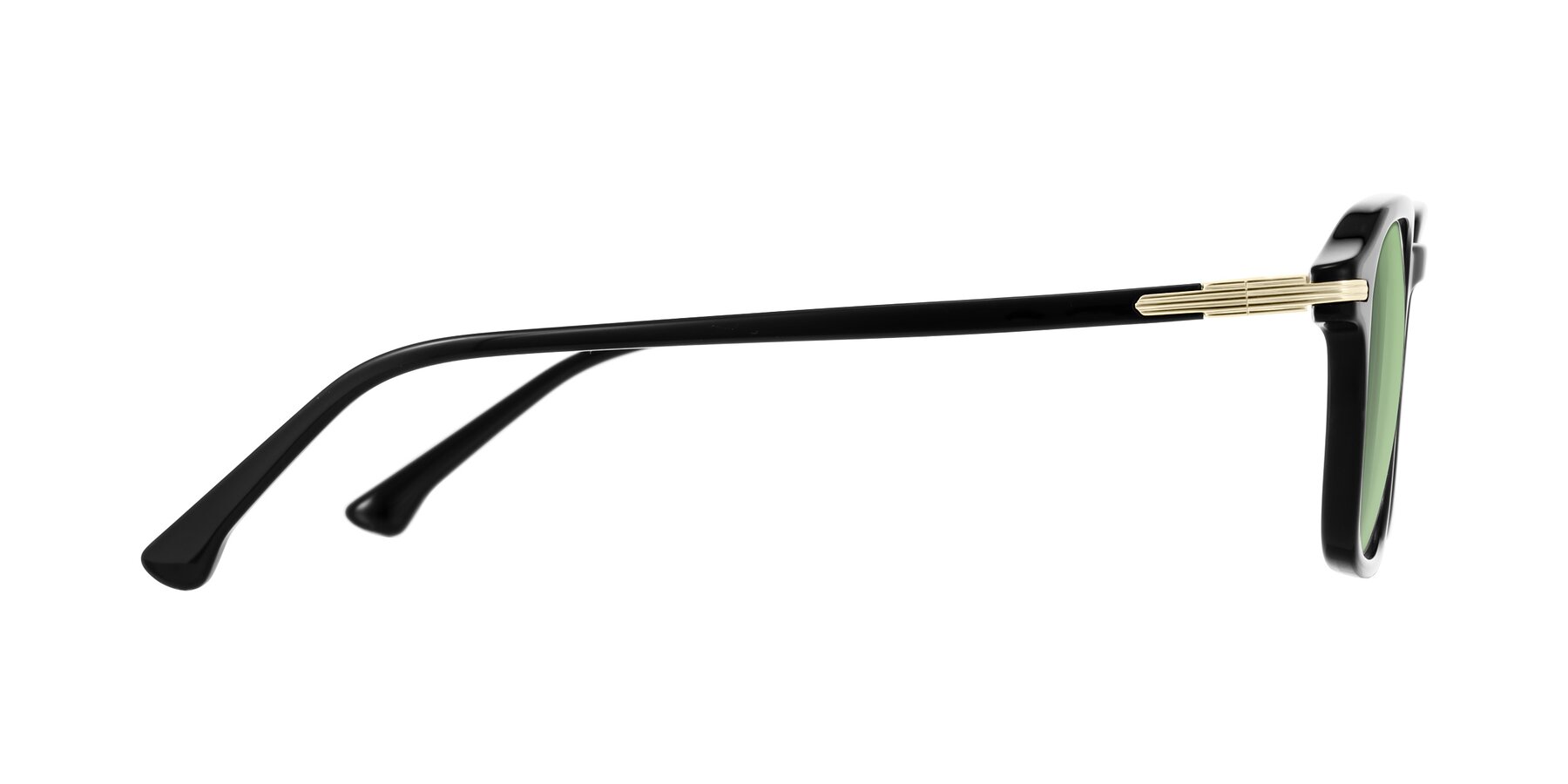 Side of Tlaho in Black with Medium Green Tinted Lenses