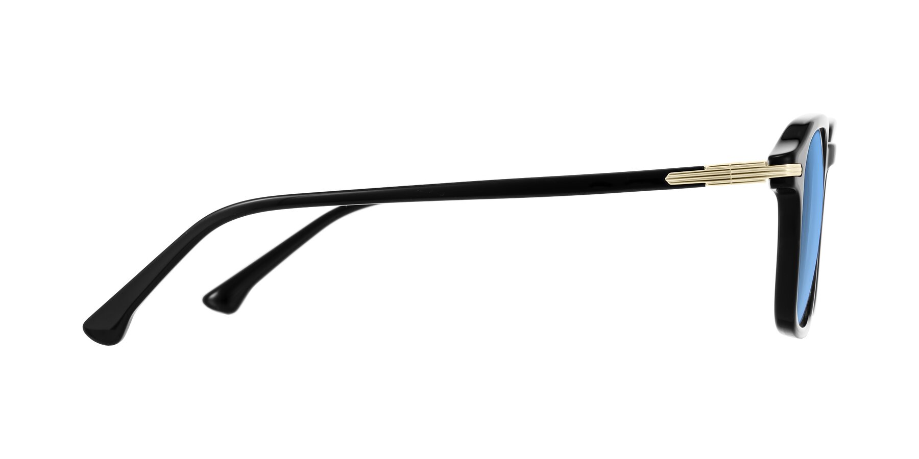 Side of Tlaho in Black with Medium Blue Tinted Lenses