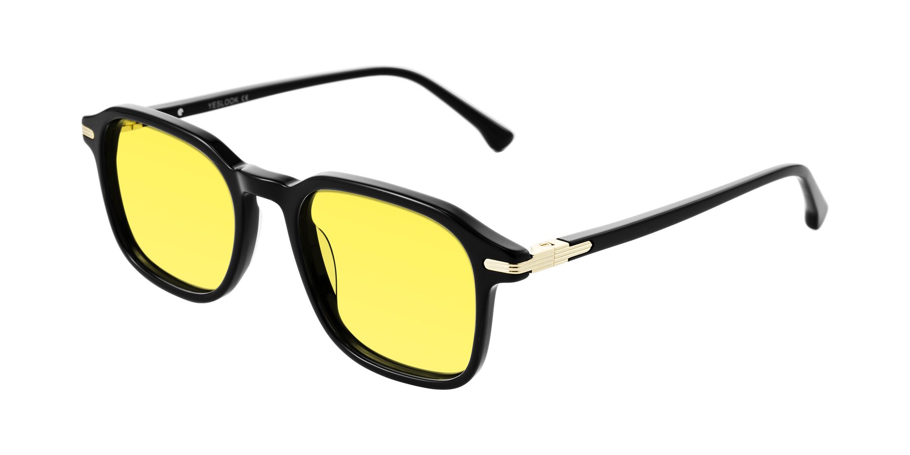 Angle of Tlaho in Black with Medium Yellow Tinted Lenses