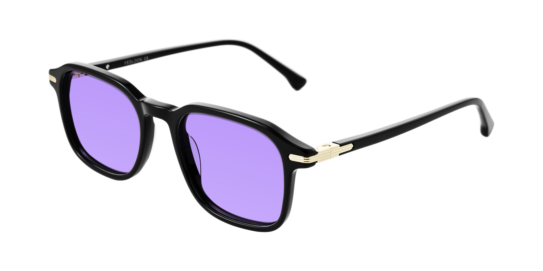 Angle of Tlaho in Black with Medium Purple Tinted Lenses
