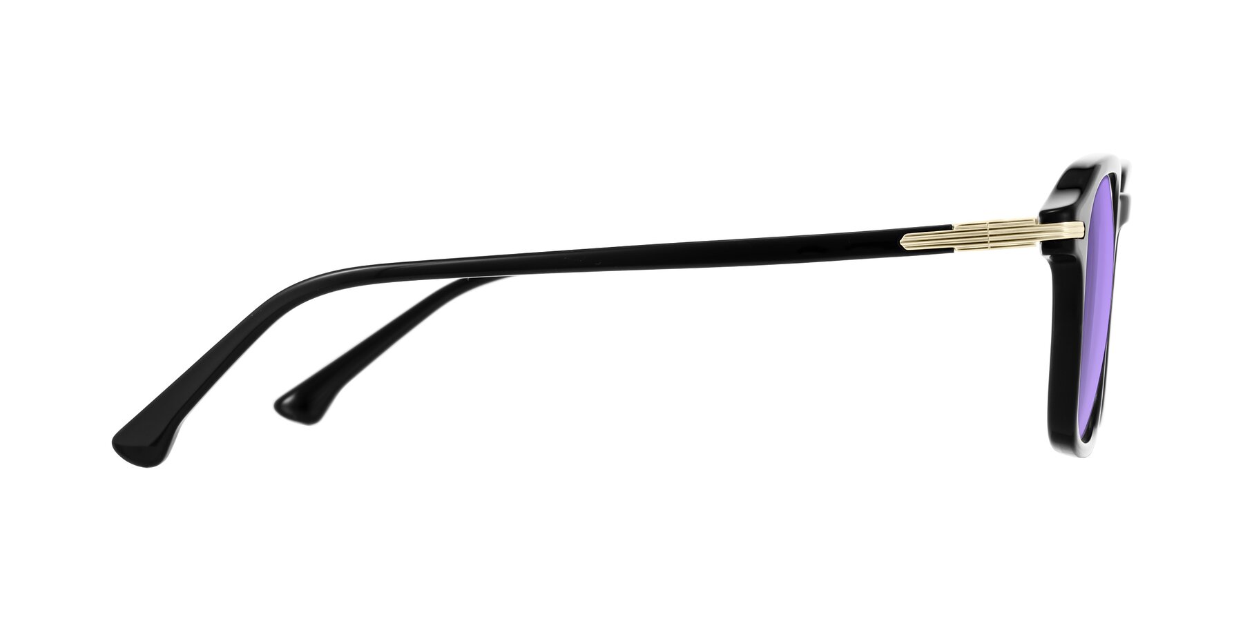 Side of Tlaho in Black with Medium Purple Tinted Lenses