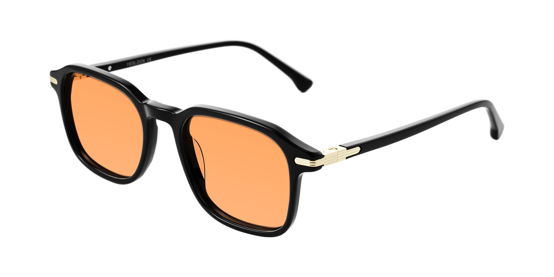 Angle of Tlaho in Black with Medium Orange Tinted Lenses