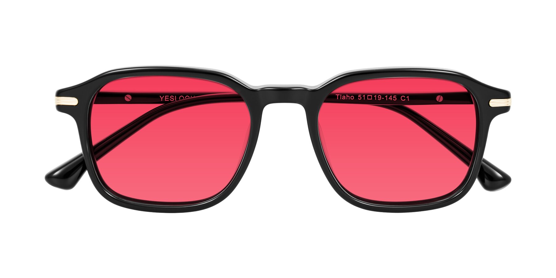 Folded Front of Tlaho in Black with Red Tinted Lenses