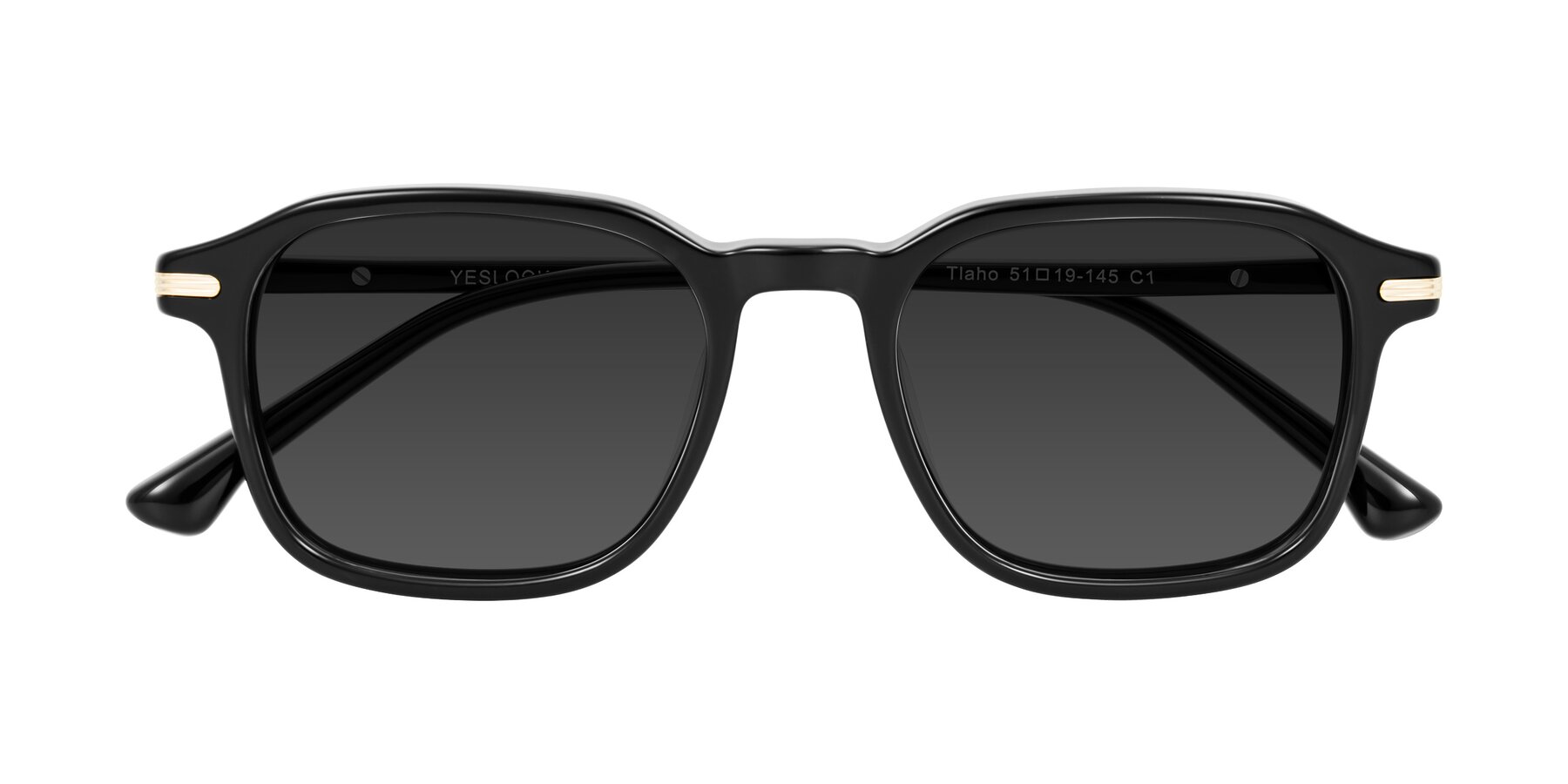 Folded Front of Tlaho in Black with Gray Tinted Lenses
