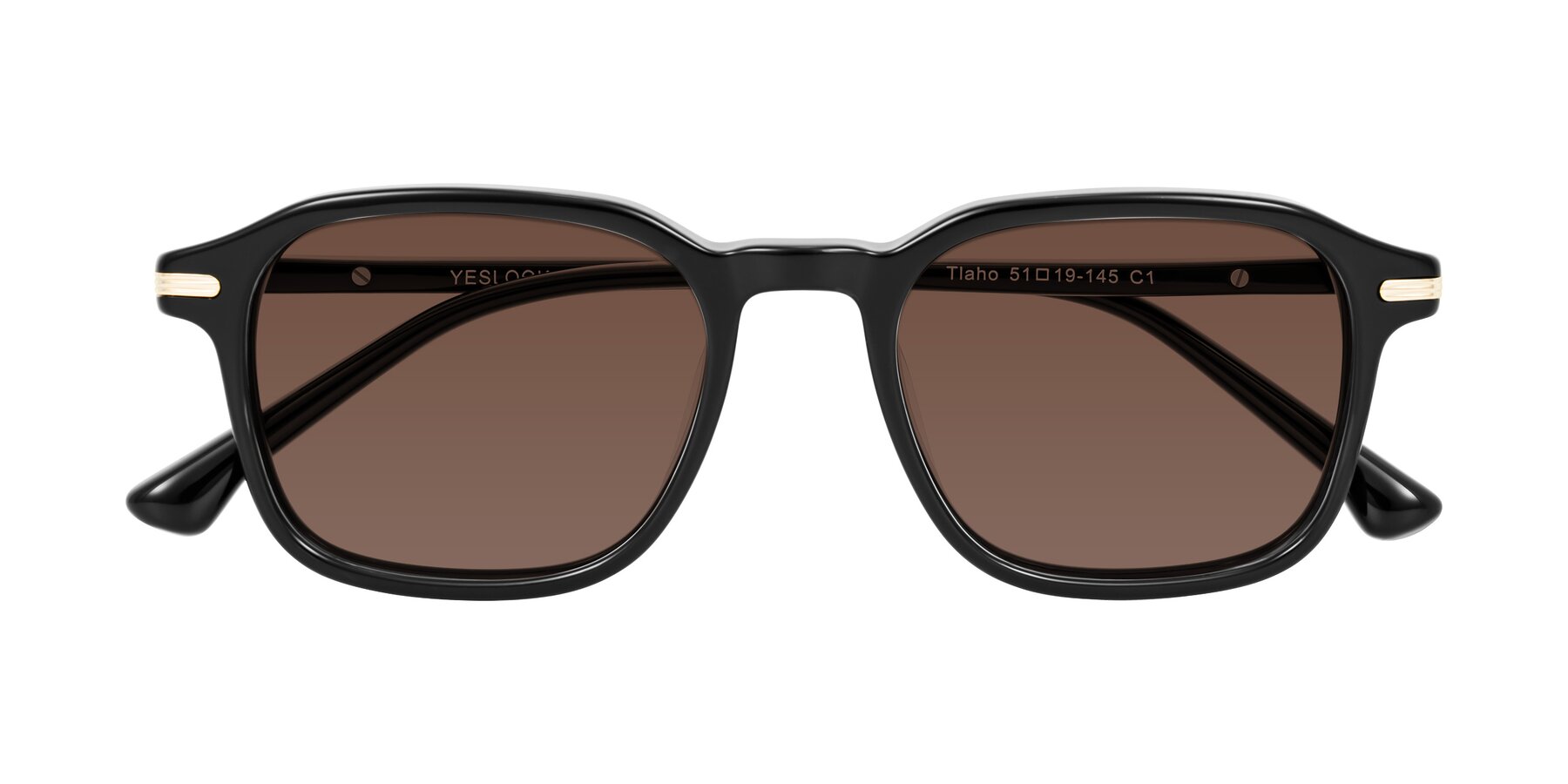 Folded Front of Tlaho in Black with Brown Tinted Lenses