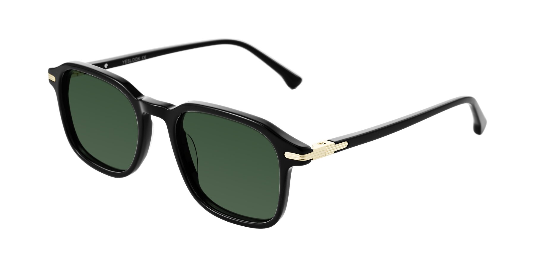Angle of Tlaho in Black with Green Tinted Lenses