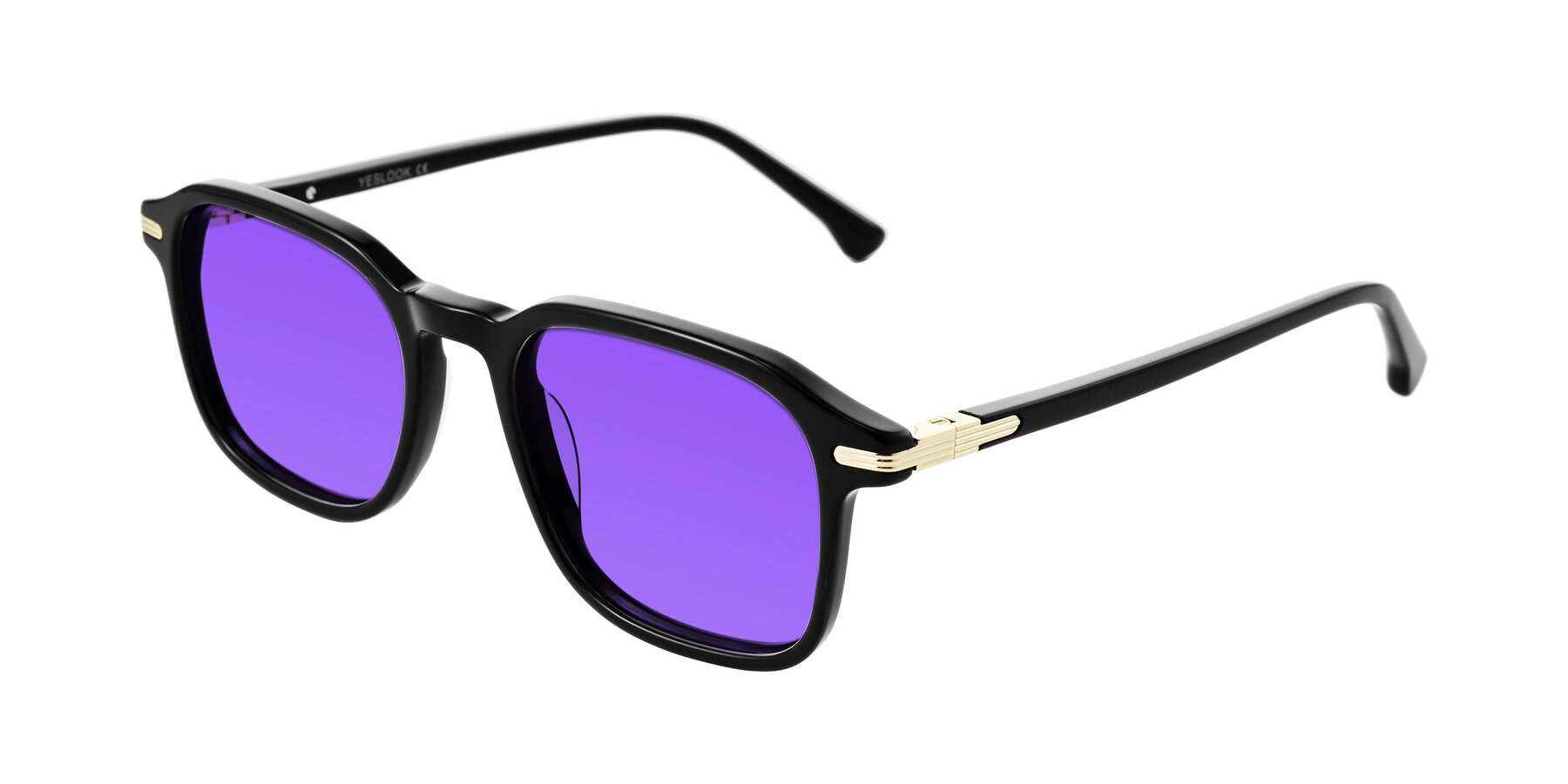 Angle of Tlaho in Black with Purple Tinted Lenses