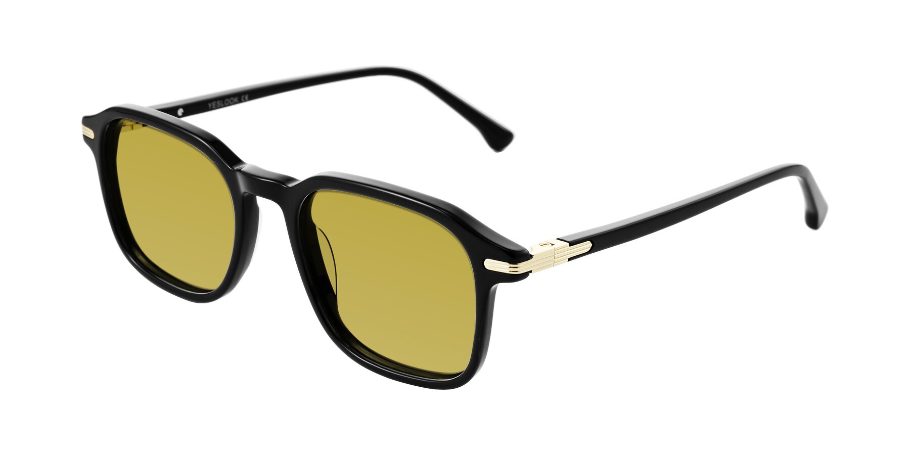 Angle of Tlaho in Black with Champagne Tinted Lenses