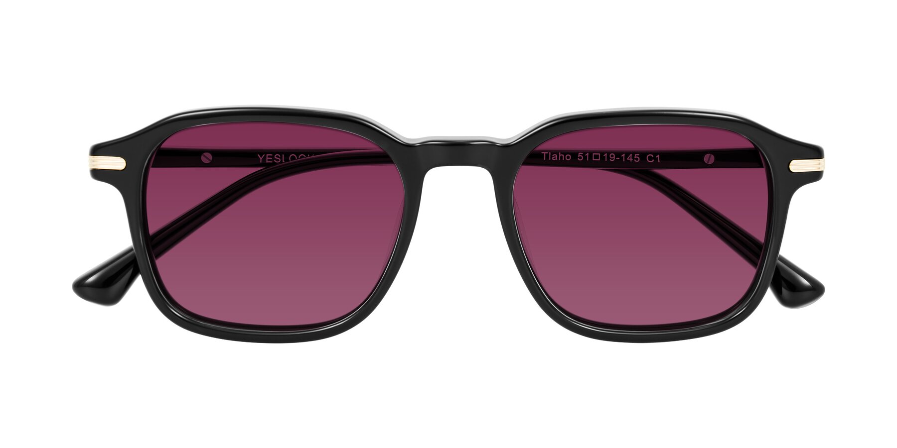 Folded Front of Tlaho in Black with Wine Tinted Lenses
