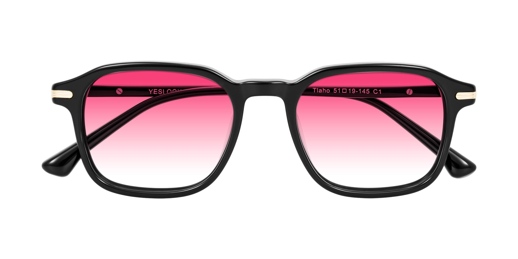 Folded Front of Tlaho in Black with Pink Gradient Lenses