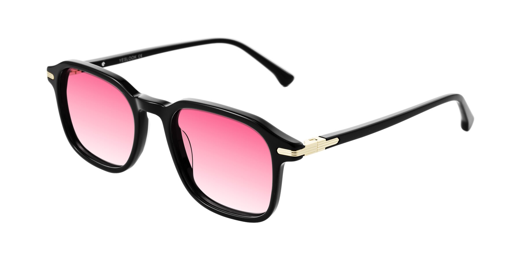 Angle of Tlaho in Black with Pink Gradient Lenses