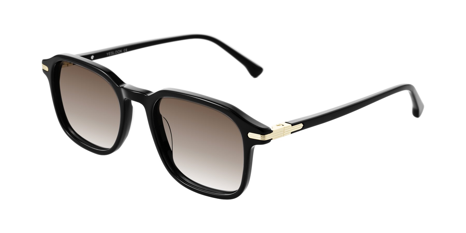 Angle of Tlaho in Black with Brown Gradient Lenses