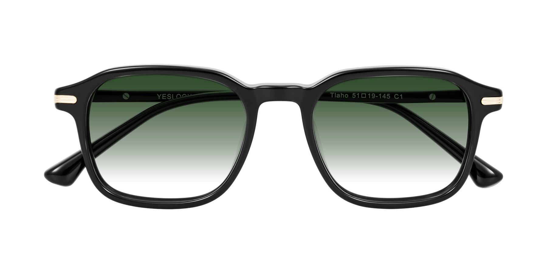 Folded Front of Tlaho in Black with Green Gradient Lenses