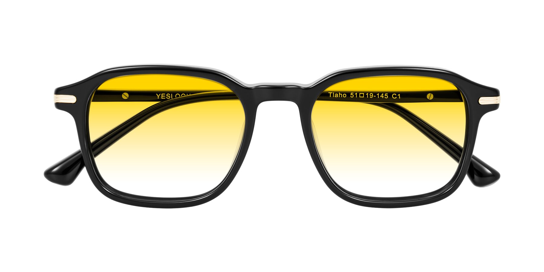 Folded Front of Tlaho in Black with Yellow Gradient Lenses