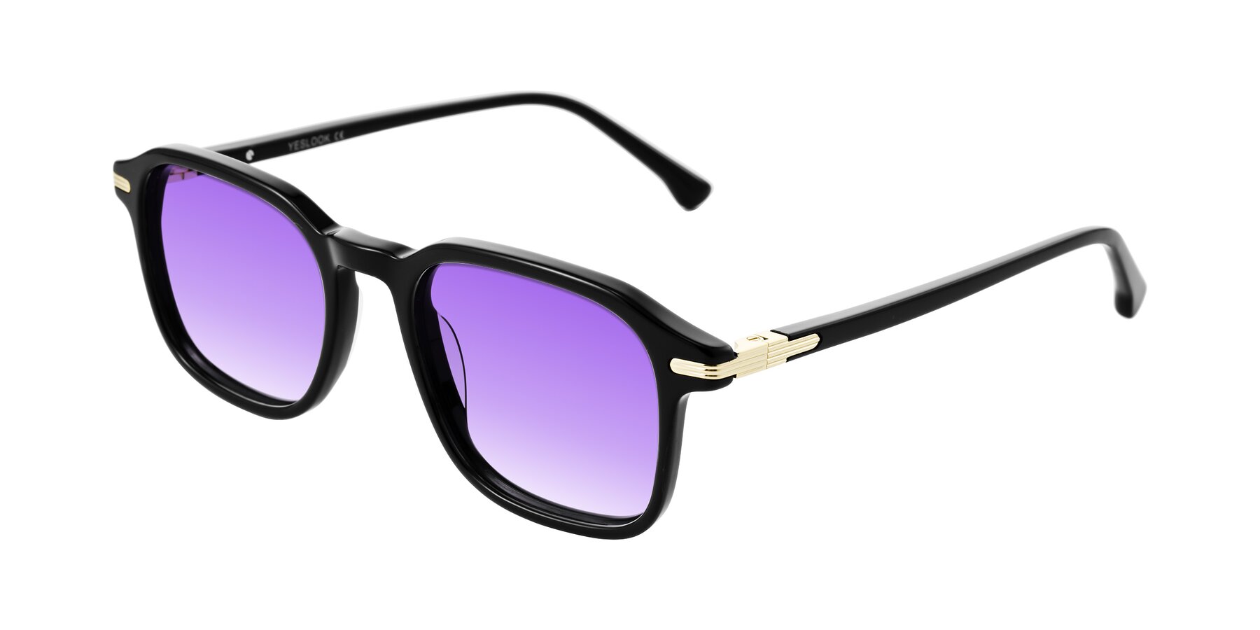 Angle of Tlaho in Black with Purple Gradient Lenses