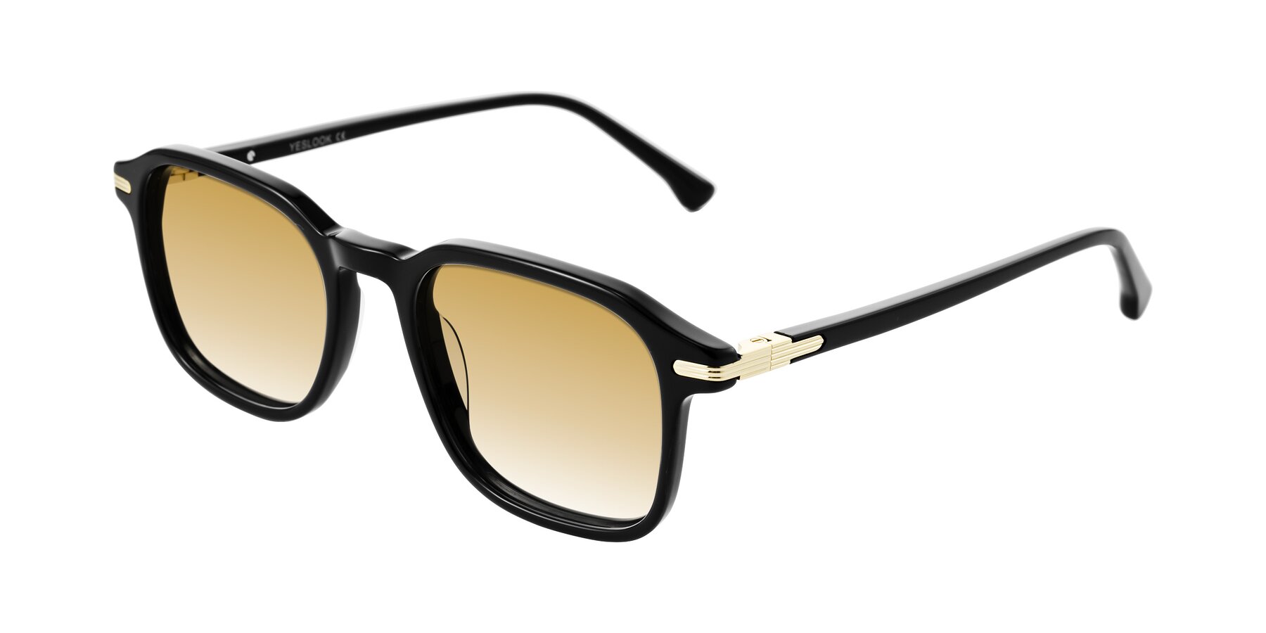 Angle of Tlaho in Black with Champagne Gradient Lenses