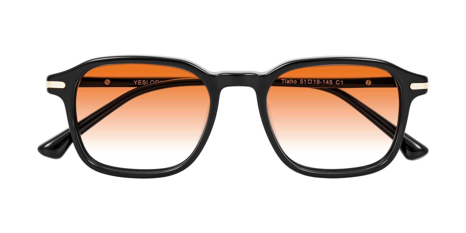 Folded Front of Tlaho in Black with Orange Gradient Lenses