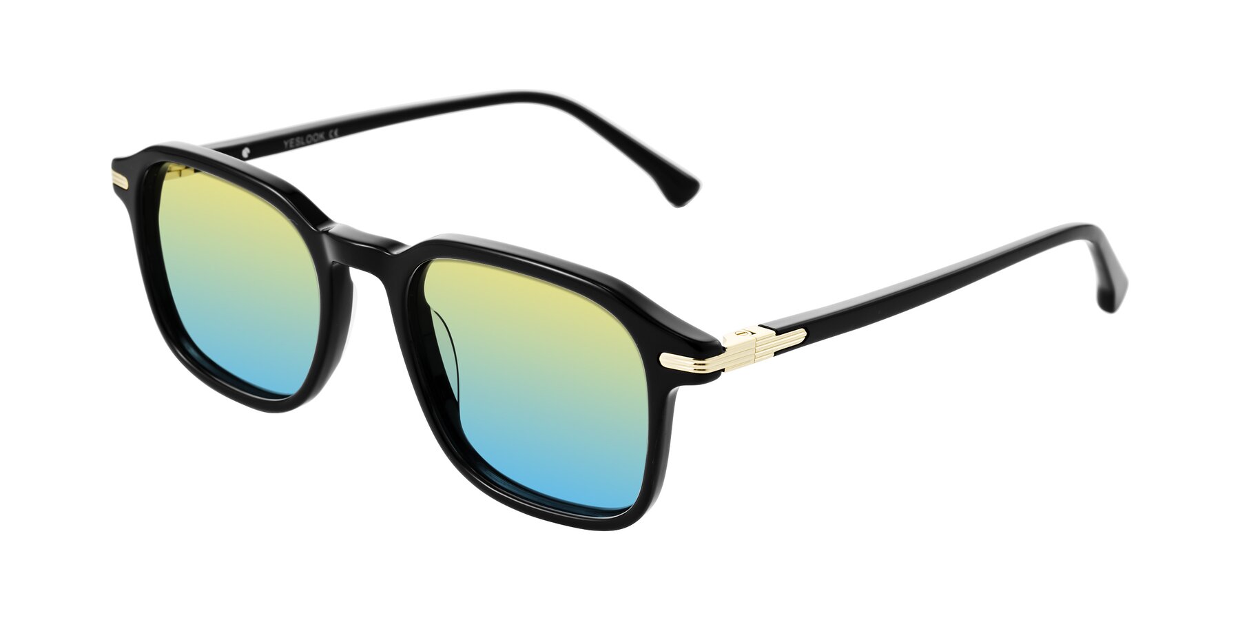 Angle of Tlaho in Black with Yellow / Blue Gradient Lenses