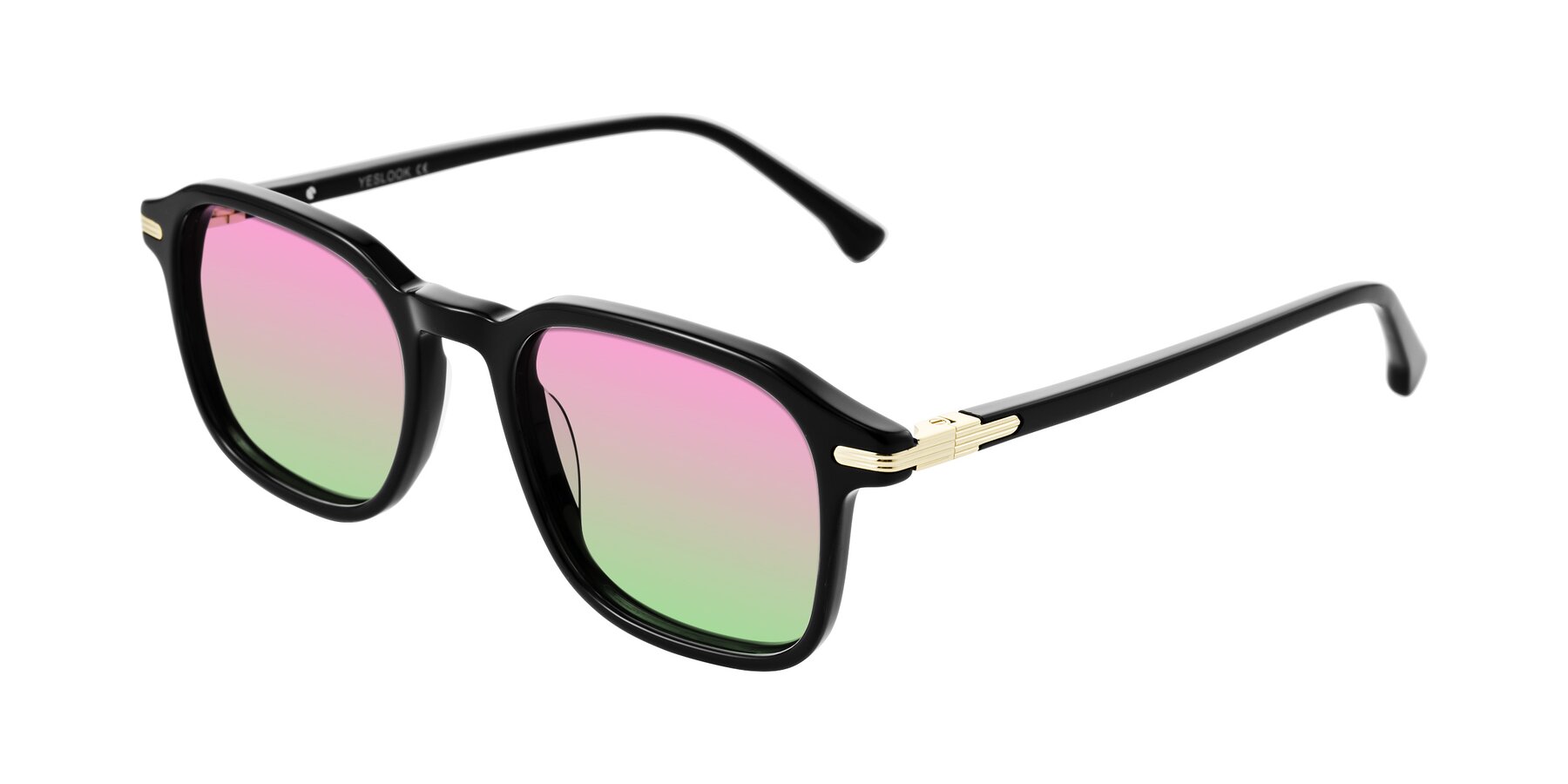 Angle of Tlaho in Black with Pink / Green Gradient Lenses