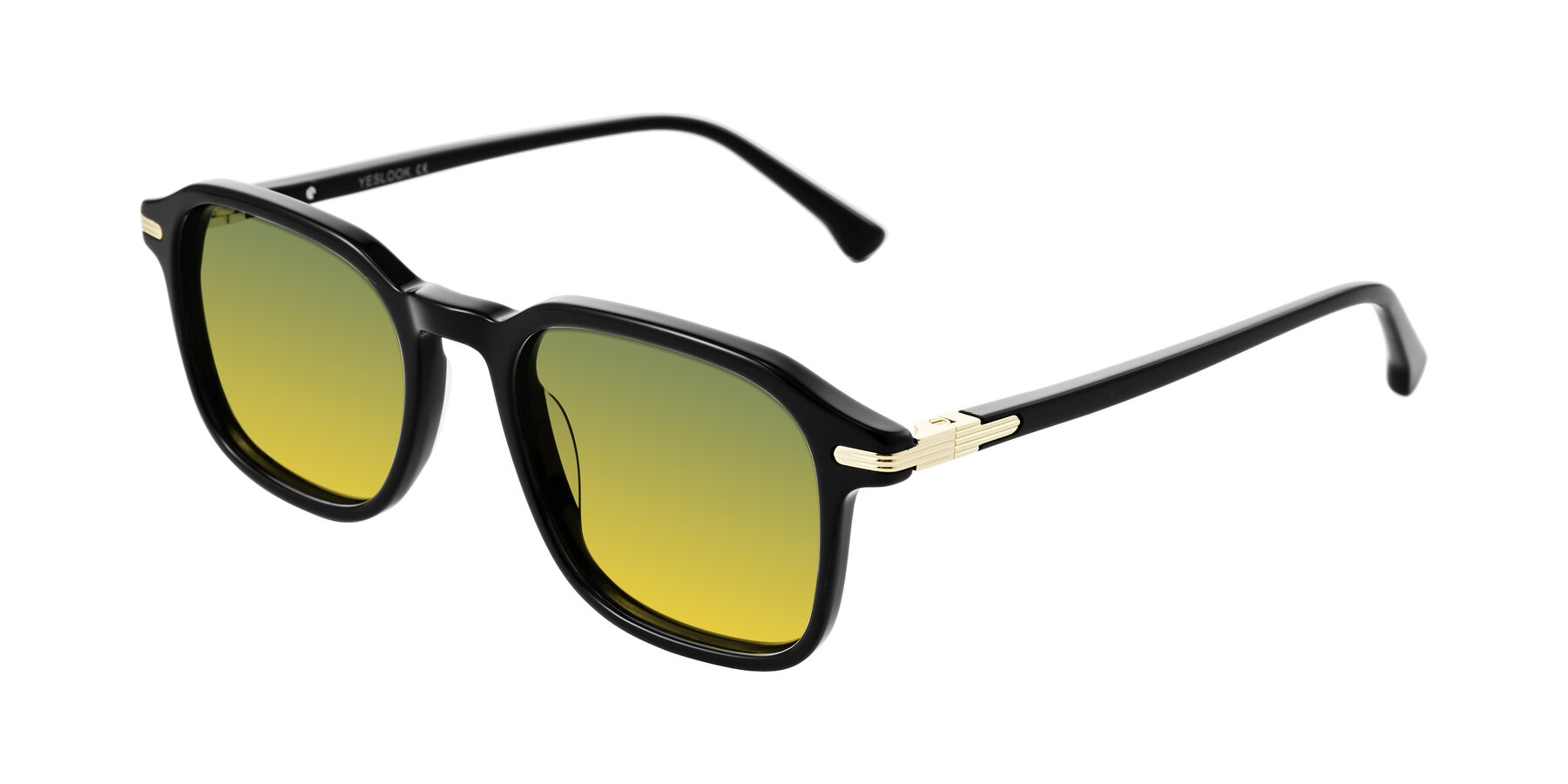 Angle of Tlaho in Black with Green / Yellow Gradient Lenses