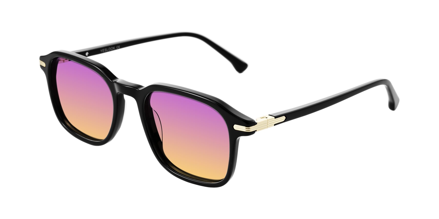 Angle of Tlaho in Black with Purple / Yellow Gradient Lenses