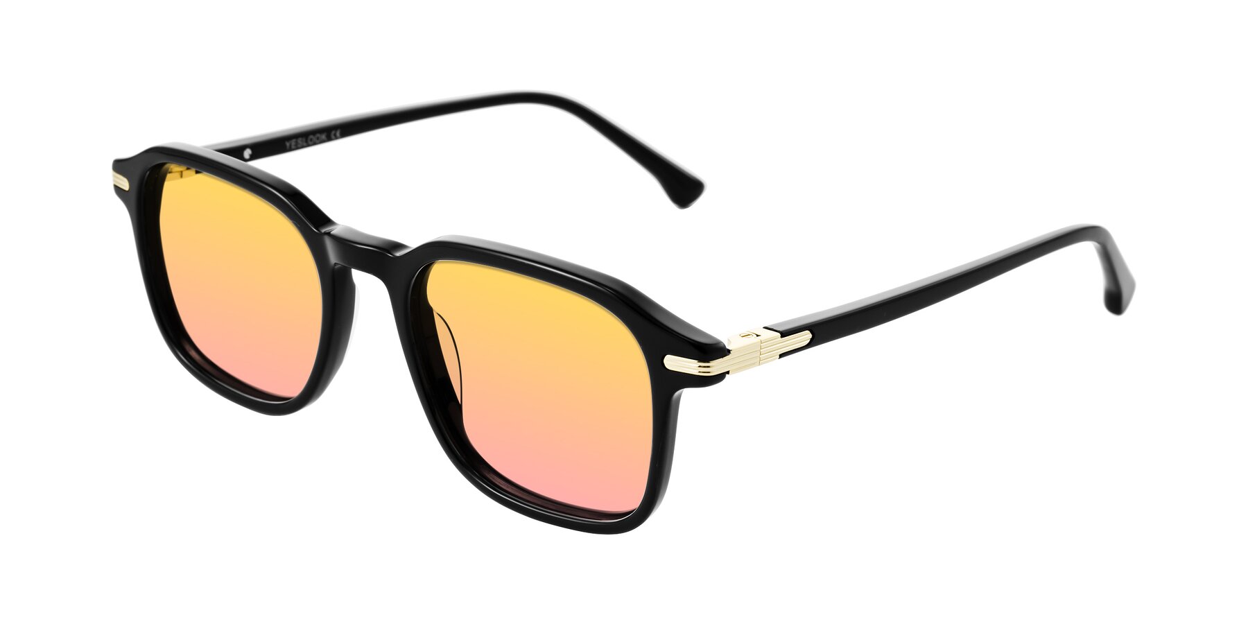 Angle of Tlaho in Black with Yellow / Pink Gradient Lenses